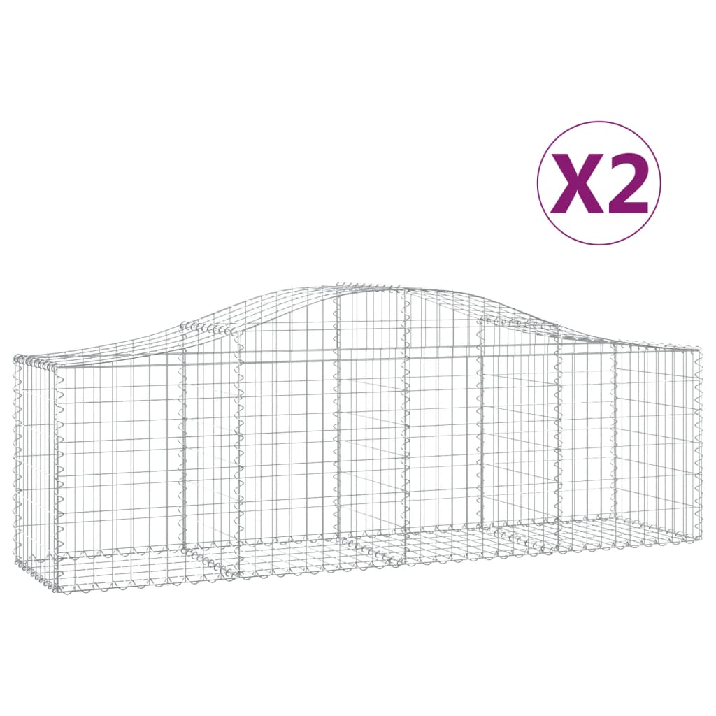 Arched Gabion Baskets 2 pcs 78.7x19.7x23.6/31.5 Galvanized Iron