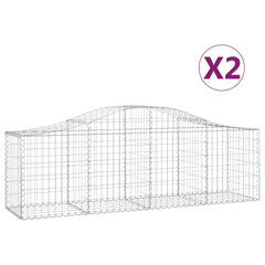 Arched Gabion Baskets 2 pcs 78.7x19.7x23.6/31.5 Galvanized Iron