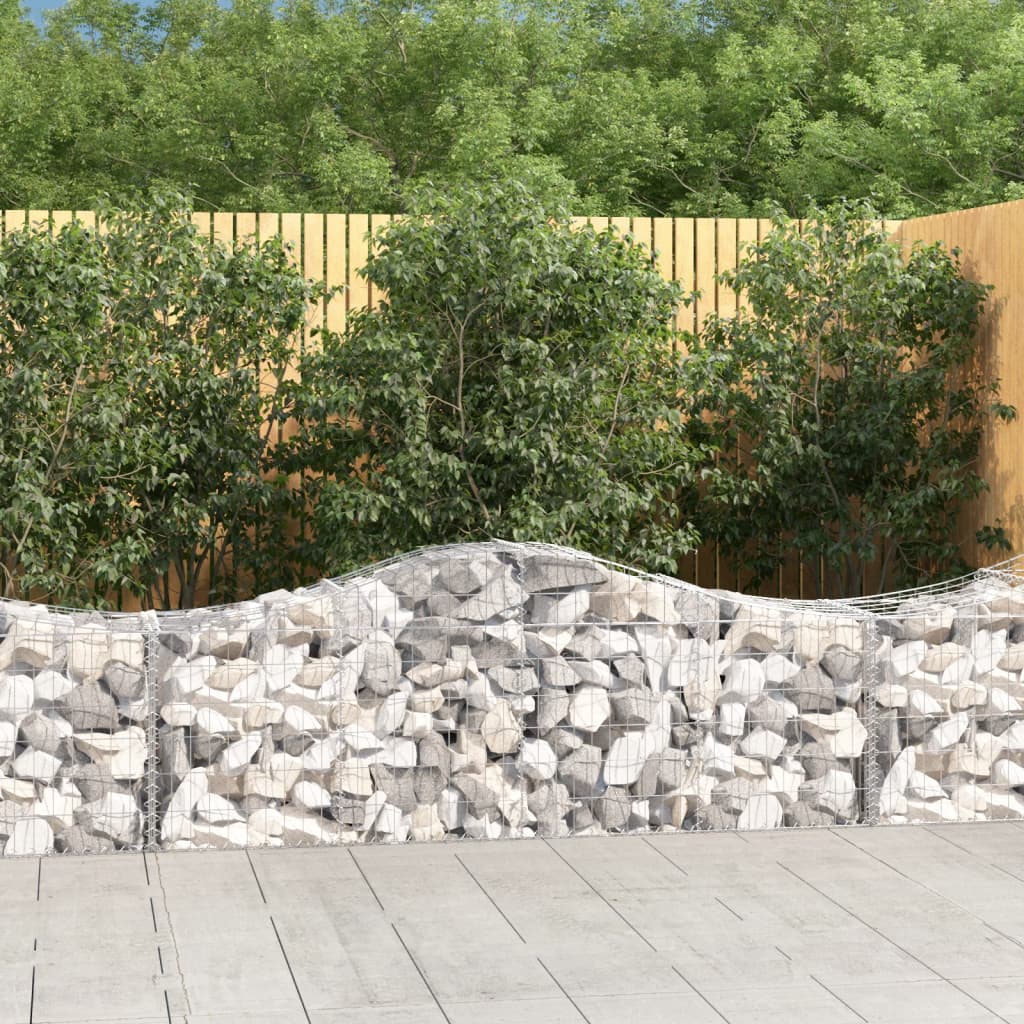 Arched Gabion Baskets 2 pcs 78.7x19.7x23.6/31.5 Galvanized Iron