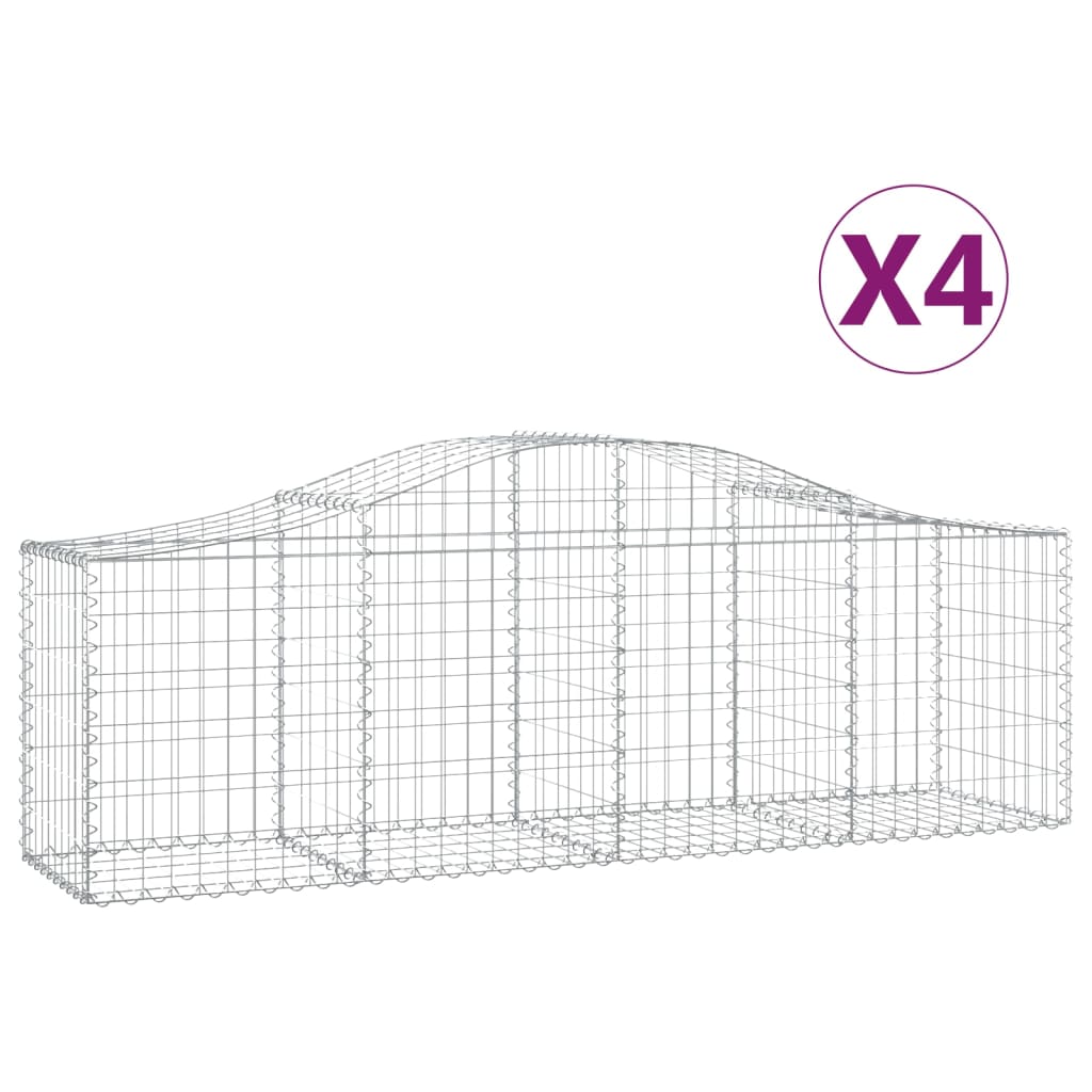 Arched Gabion Baskets 4 pcs 78.7x19.7x23.6/31.5 Galvanized Iron