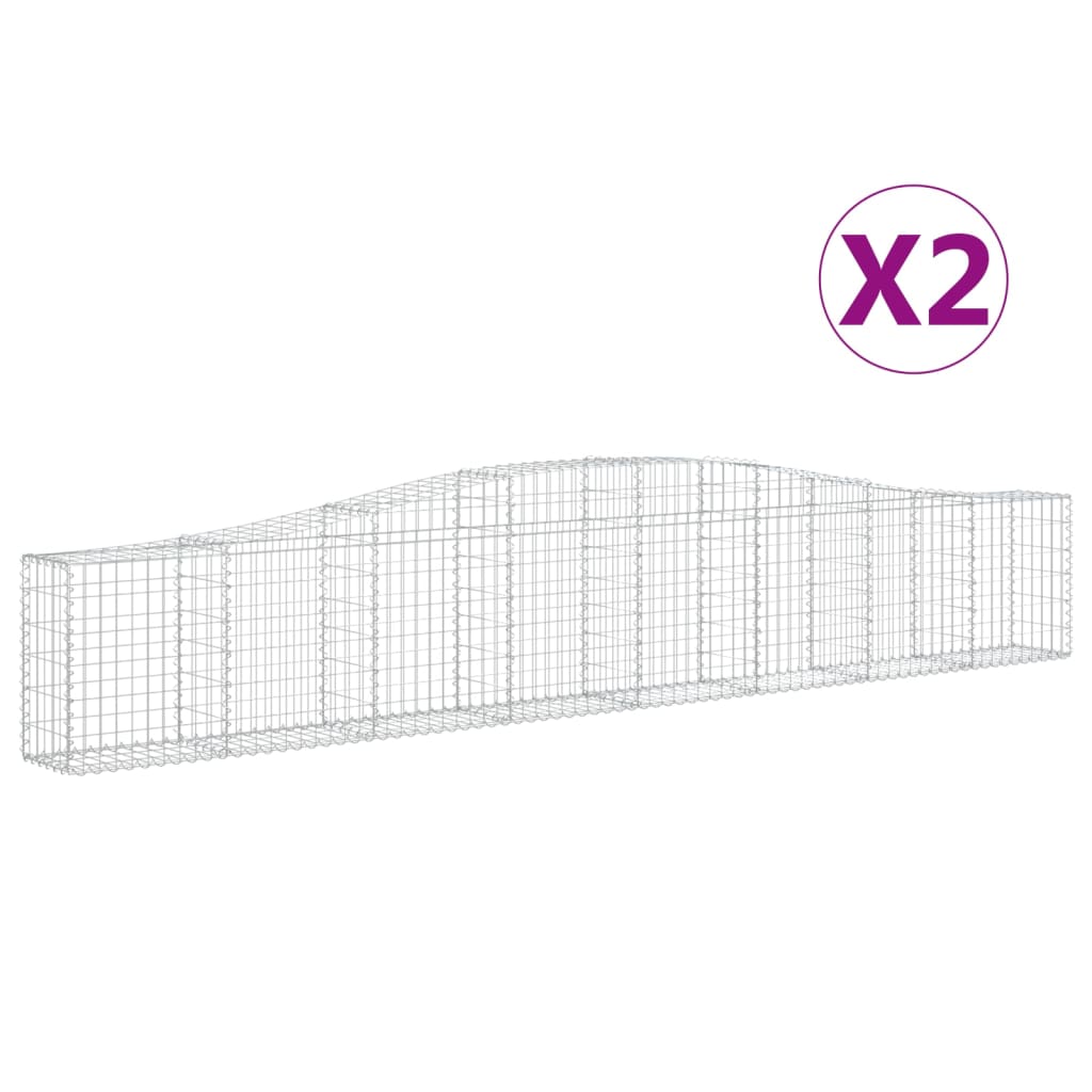 Arched Gabion Baskets 2 pcs 157.5x11.8x23.6/31.5 Galvanized Iron