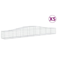 Gabion Basket Set of 5 Silver Galvanized Iron Large