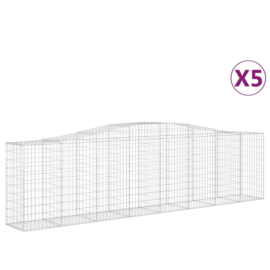 Arched Gabion Baskets 5 pcs 157.5x19.7x39.4/47.2 Galvanized Iron