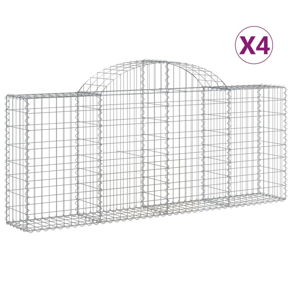 Arched Gabion Baskets 4 pcs 78.7x11.8x31.5/39.4 Galvanized Iron