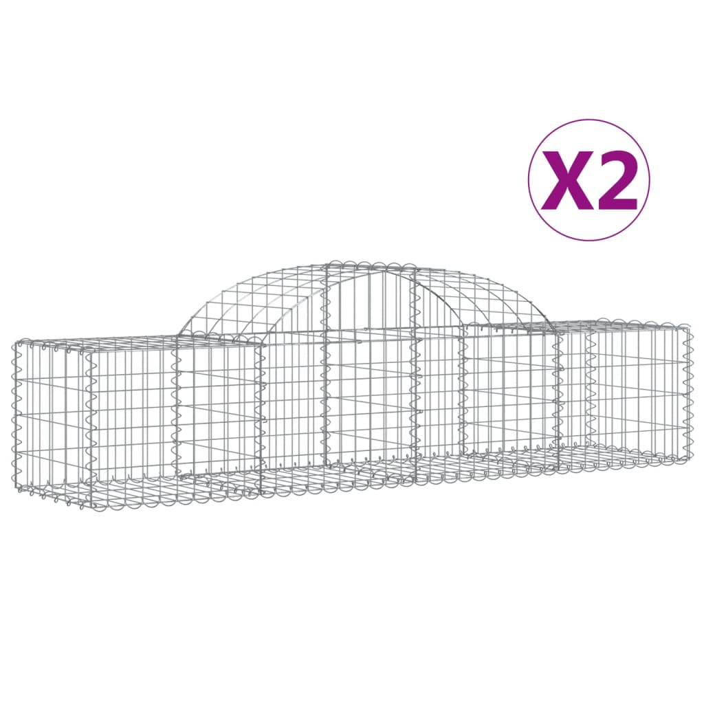 Arched Gabion Baskets 2 pcs 78.7x19.7x15.7/23.6 Galvanized Iron