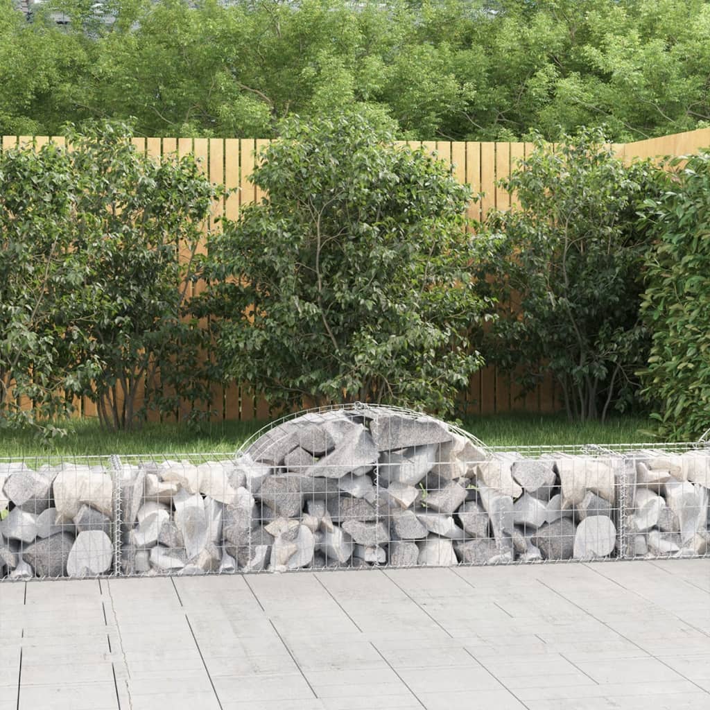 Arched Gabion Baskets 2 pcs 78.7x19.7x15.7/23.6 Galvanized Iron