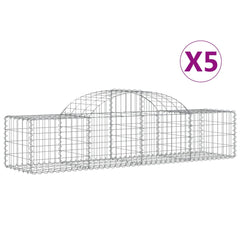 Gabion Basket Set of 5 Silver Galvanized Iron Large Durable