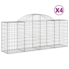 Arched Gabion Baskets 4 pcs 78.7x19.7x31.5/39.4 Galvanized Iron