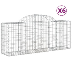 Gabion Basket Set of 6 Silver Galvanized Iron Extra Large