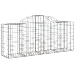 Gabion Basket Set of 6 Silver Galvanized Iron Extra Large