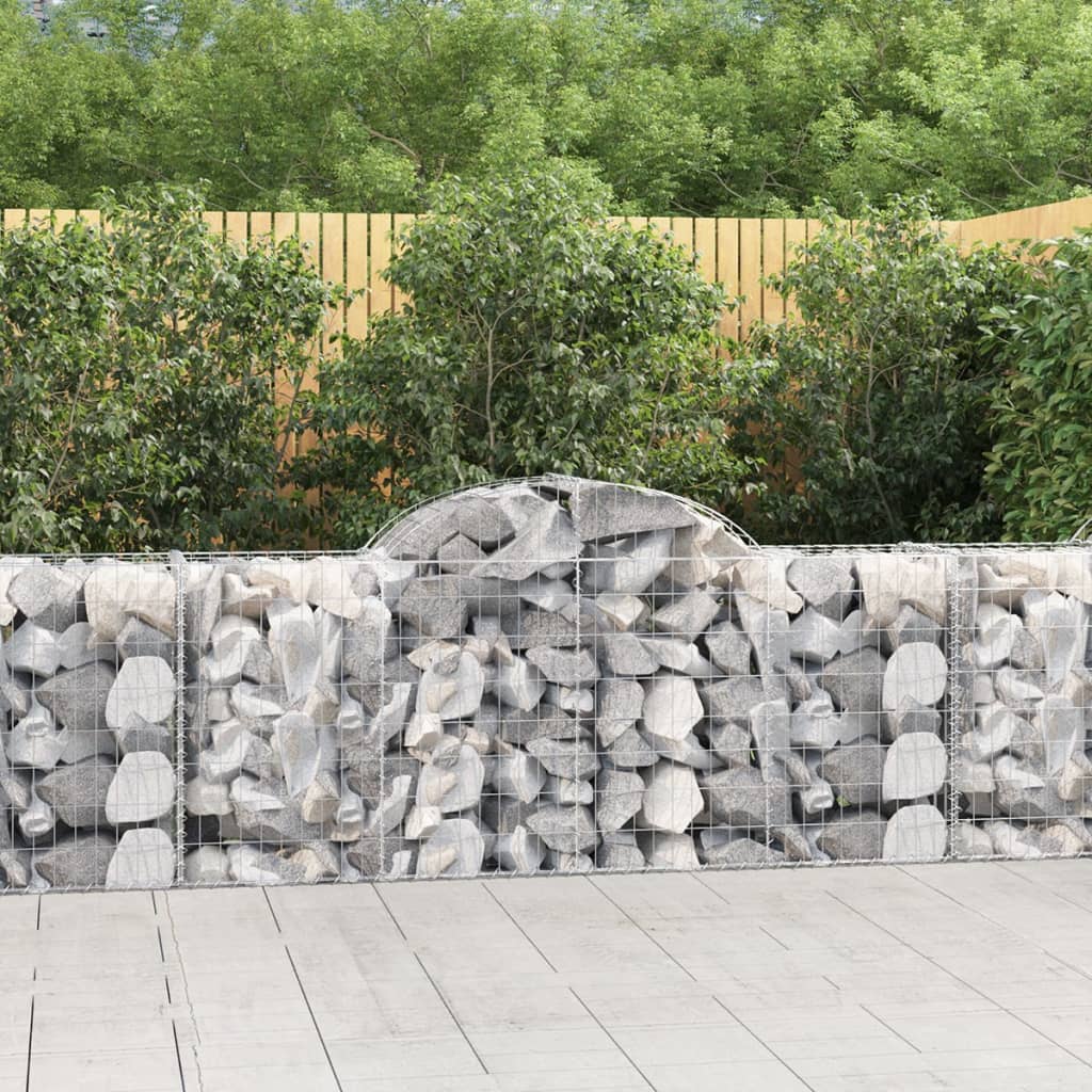 Gabion Basket Set of 6 Silver Galvanized Iron Extra Large
