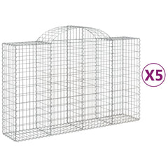 Gabion Basket Set of 5 Silver Galvanized iron Durable