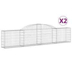 Gabion Basket Set of 2 Silver Galvanised iron Large