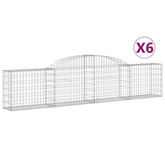 Gabion Basket Set of 6 Silver Galvanized Iron Large