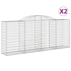 Gabion Basket Set of 2 Silver Galvanized iron Large Durable