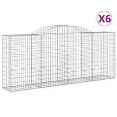 Gabion Basket Set of 6 Silver Galvanized Iron Large Durable