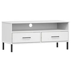 TV Cabinet White Solid pine wood, Metal Medium TV Cabinet