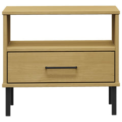 Bedside Table Brown Solid pine wood, metal Small Bedside Table