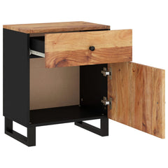 Bedside Cabinet Natural wood, Black