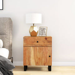 Bedside Cabinet Natural wood, Black