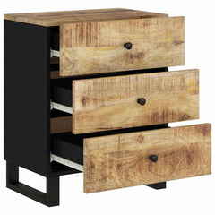 Bedside Cabinet Natural wood with black accents