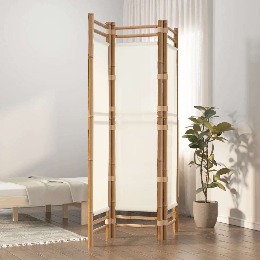 Folding 3-Panel Room Divider 47.2 Bamboo and Canvas