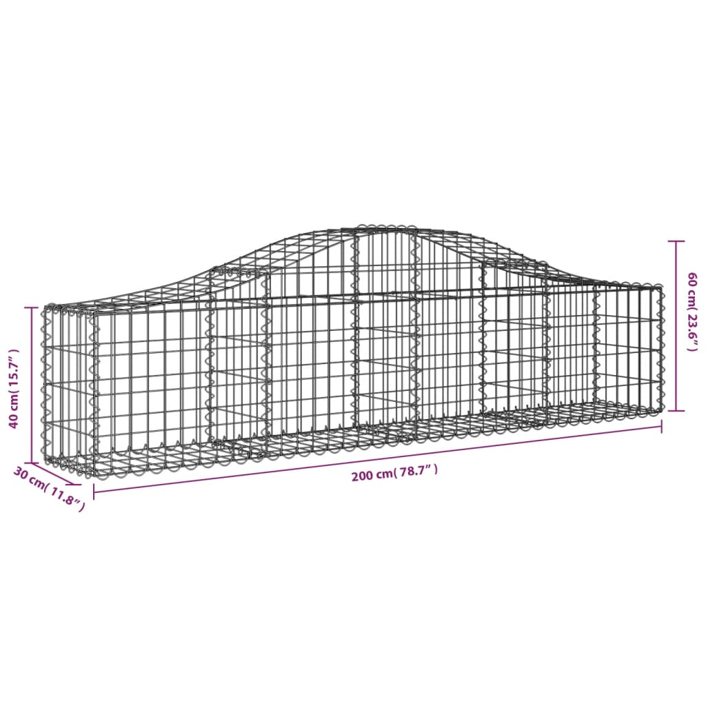 Arched Gabion Basket 78.7x11.8x15.7/23.6 Galvanized Iron