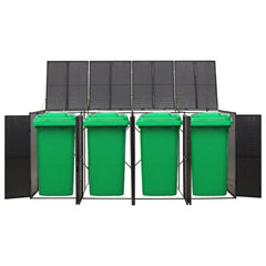 Quadruple Wheelie Bin Shed Black 107.9x31.5x46.1 Poly Rattan