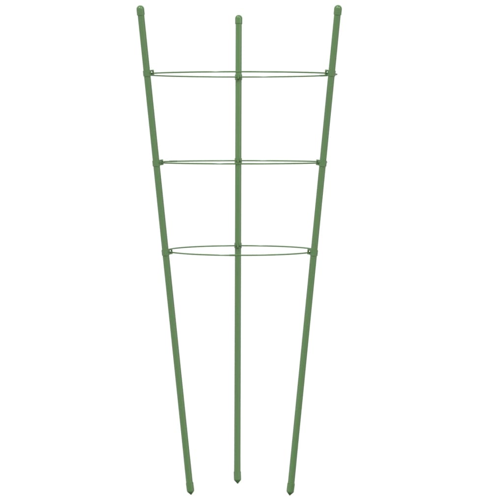 Garden Plant Supports with 3 Rings 5 pcs Green 23.6 Steel