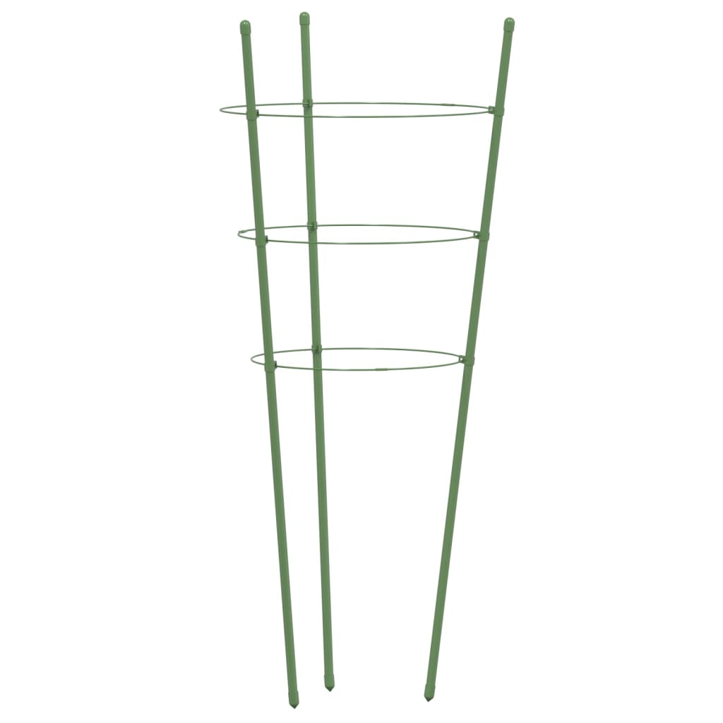 Garden Plant Supports with 3 Rings 5 pcs Green 29.5 Steel