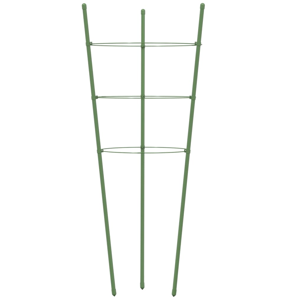 Garden Plant Supports with 3 Rings 5 pcs Green 29.5 Steel