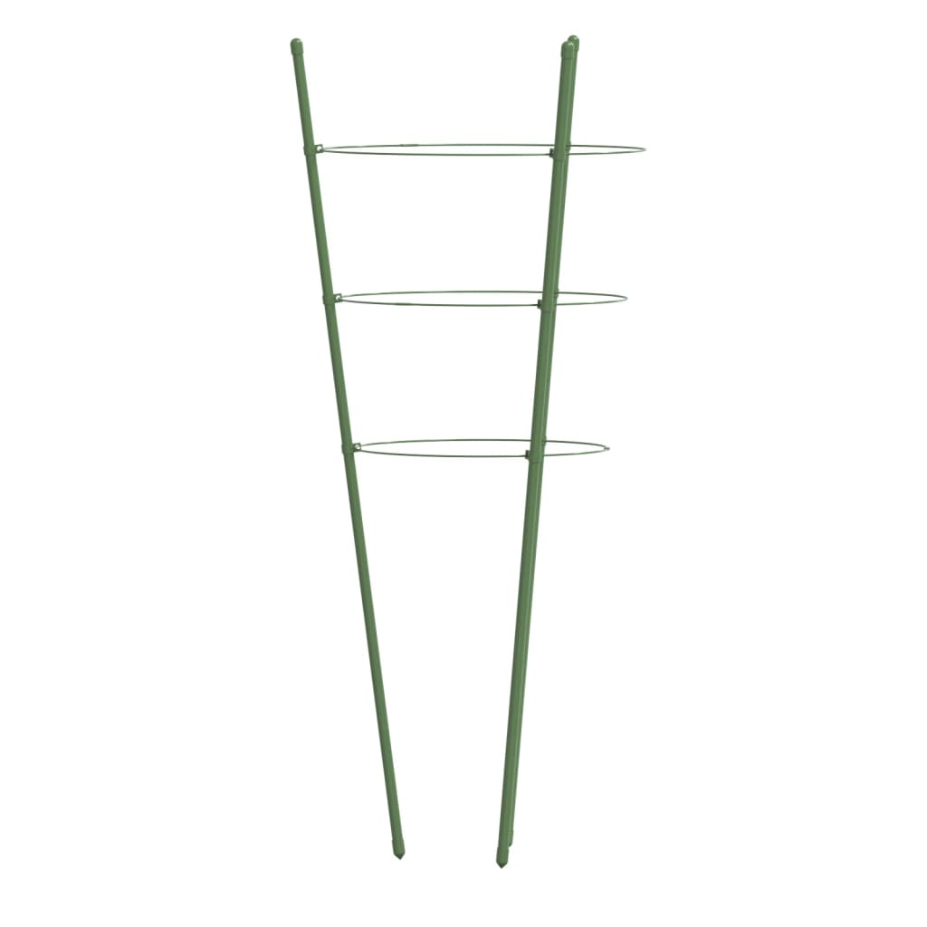 Garden Plant Supports with 3 Rings 5 pcs Green 29.5 Steel