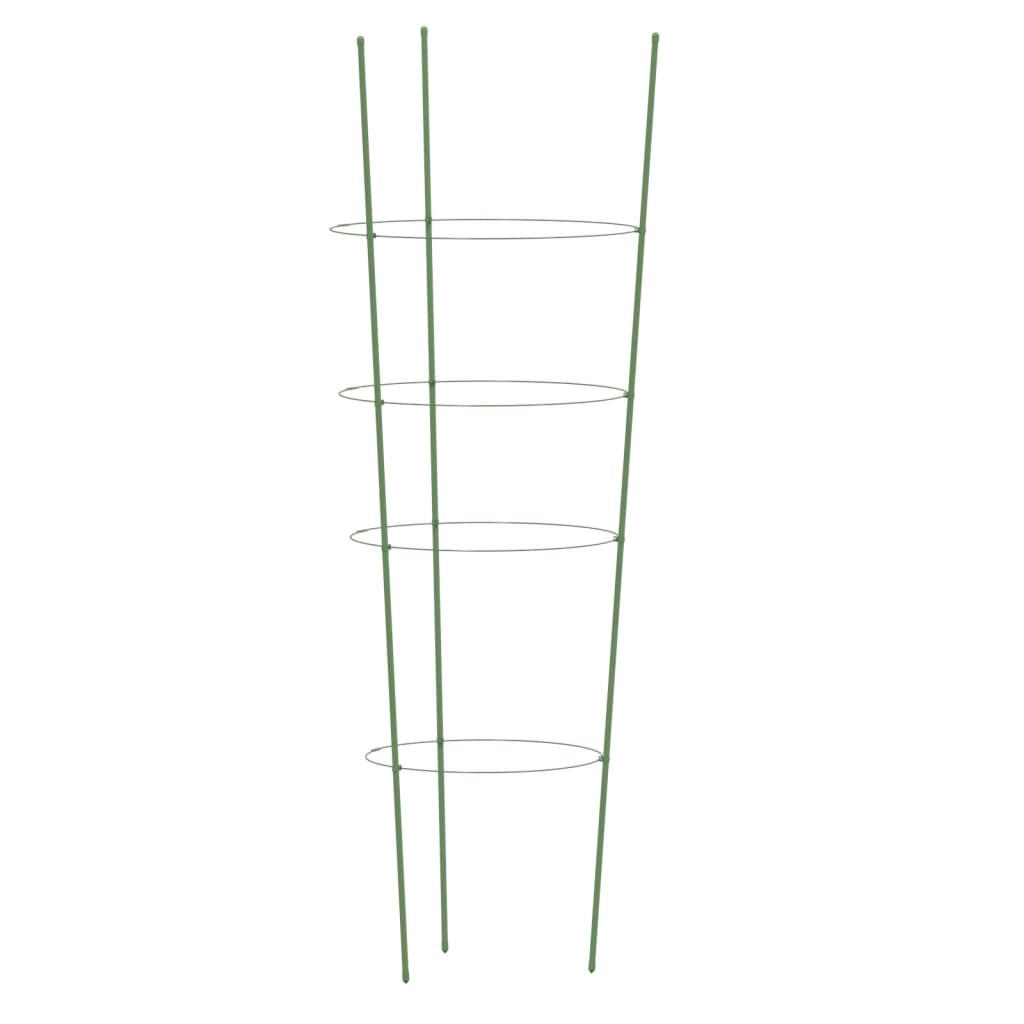 Garden Plant Supports with 4 Rings 5 pcs Green 35.4 Steel
