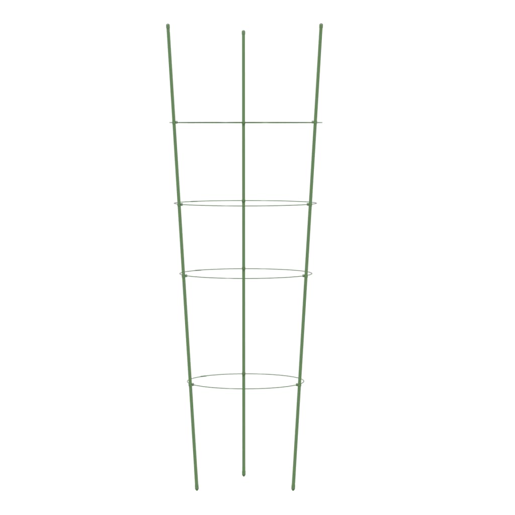 Garden Plant Supports with 4 Rings 5 pcs Green 35.4 Steel