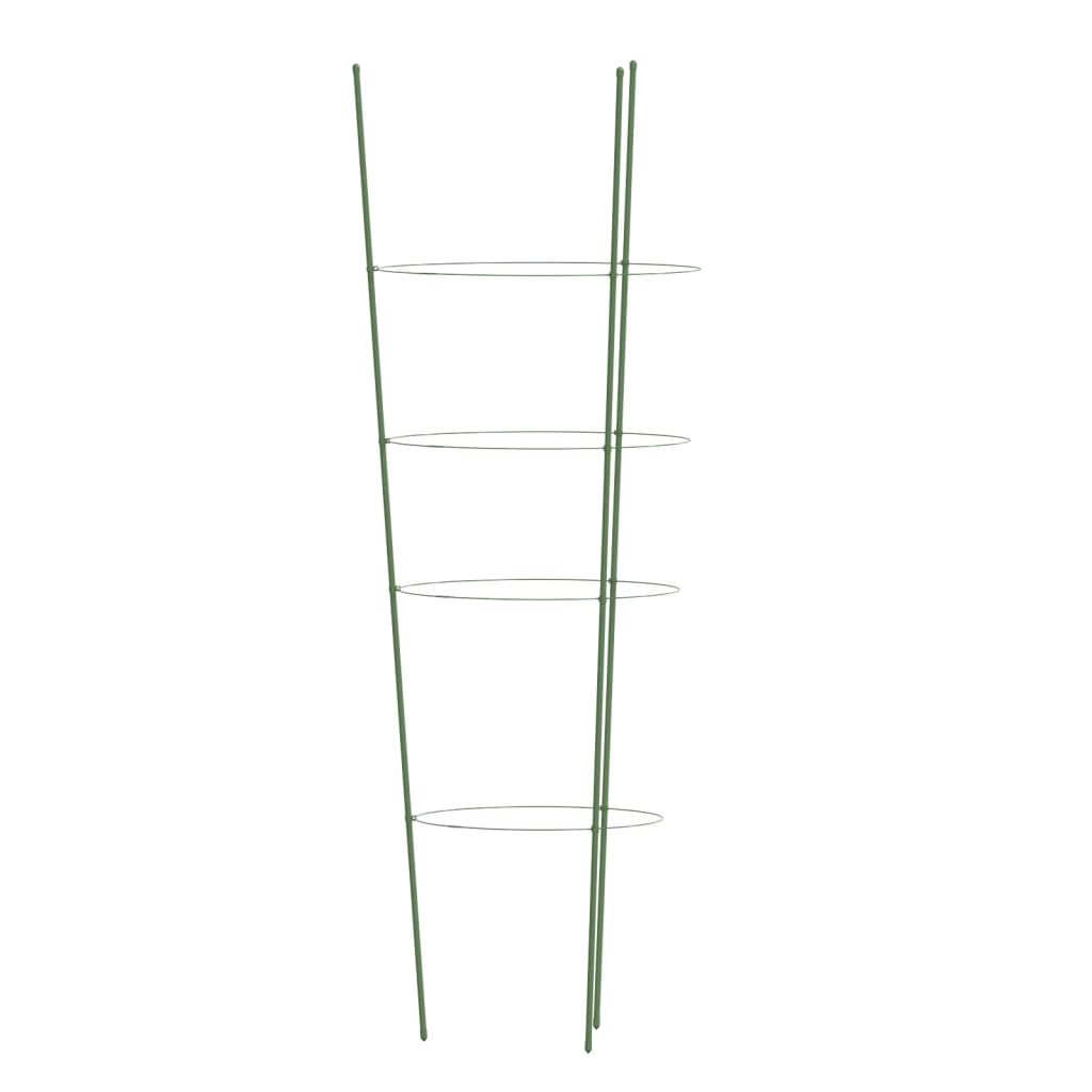 Garden Plant Supports with 4 Rings 5 pcs Green 35.4 Steel