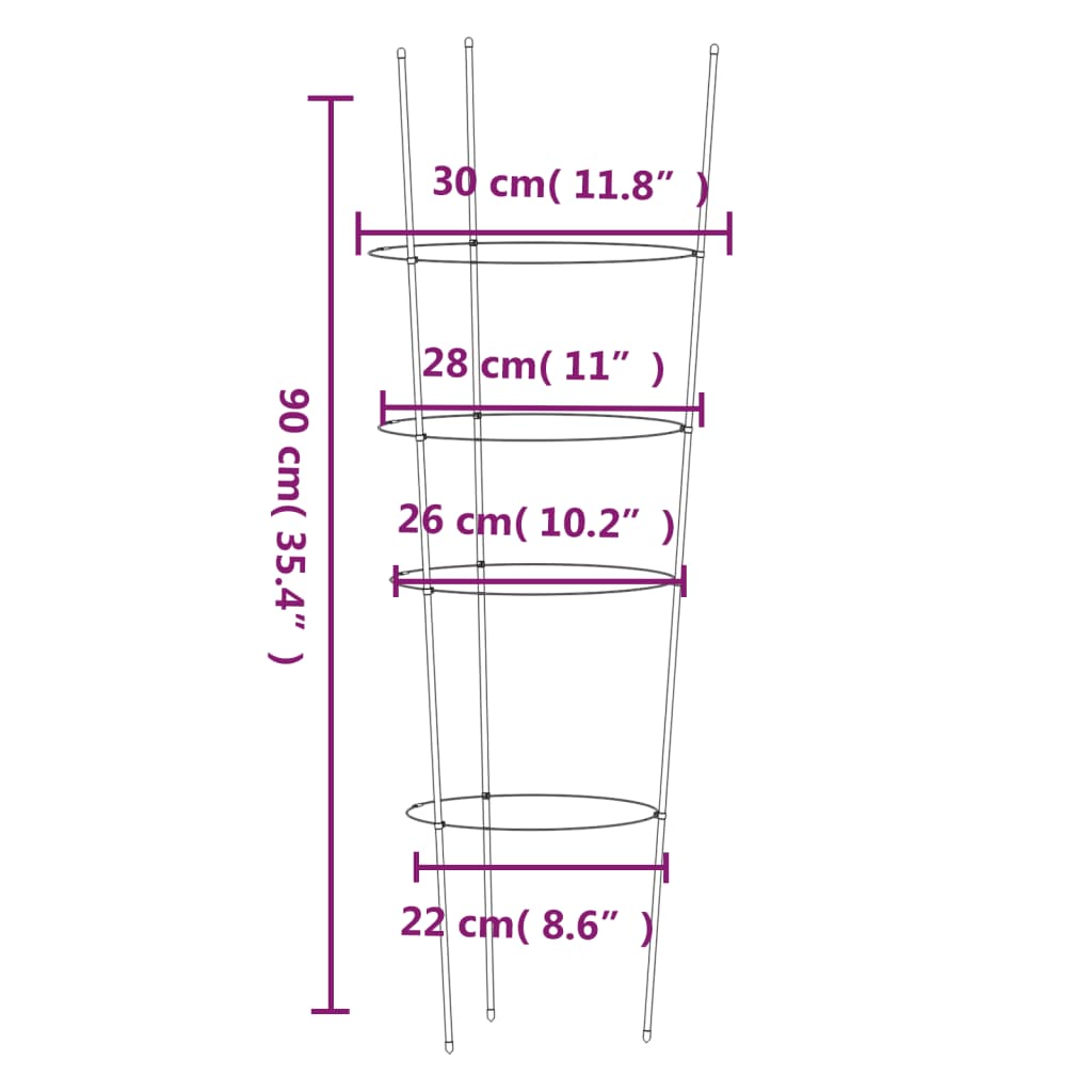 Garden Plant Supports with 4 Rings 5 pcs Green 35.4 Steel