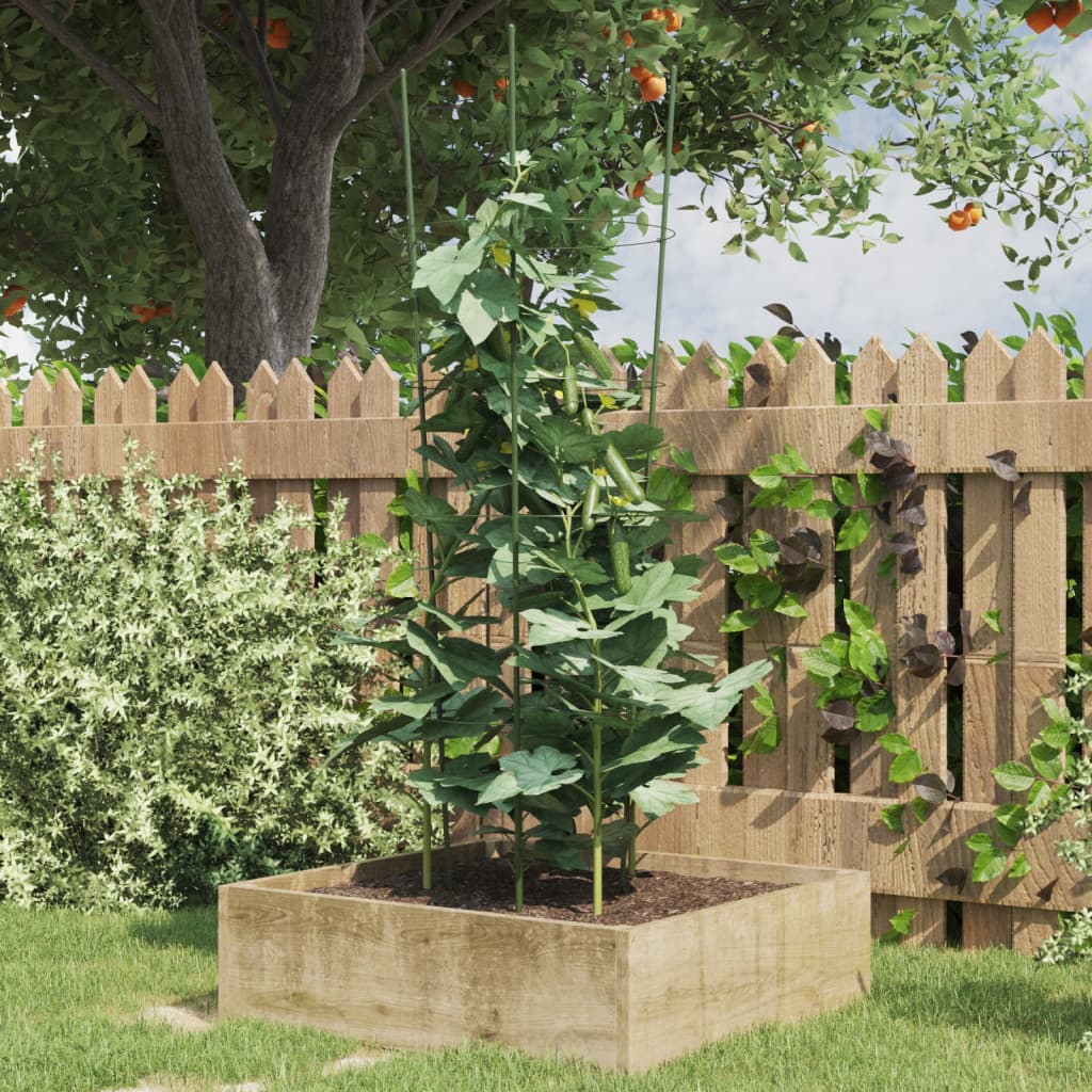 Garden Plant Supports with 4 Rings 5 pcs Green 35.4 Steel