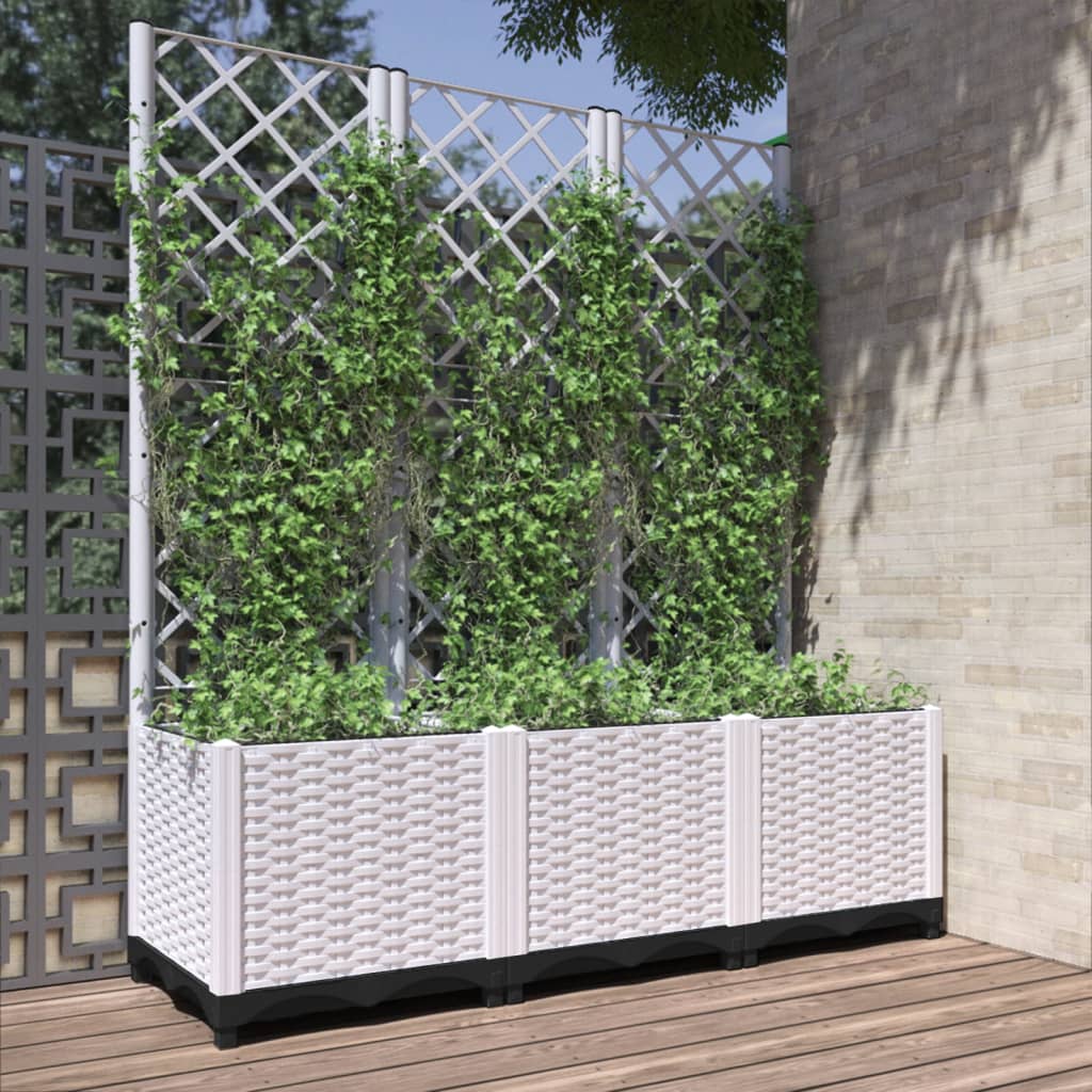 Garden Planter White Polypropylene 47.2 x 15.7 x 53.5 in Planters
