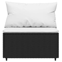 Patio Middle Sofa Black with white cushions PE rattan Standard