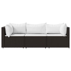 Patio Lounge Set Brown with cream white cushions