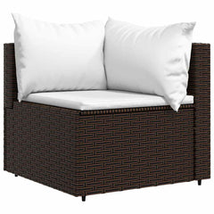 Patio Lounge Set Brown with cream white cushions