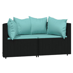 Patio Lounge Set Black, Water blue