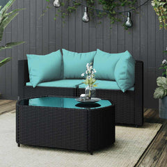 Patio Lounge Set Black, Water blue