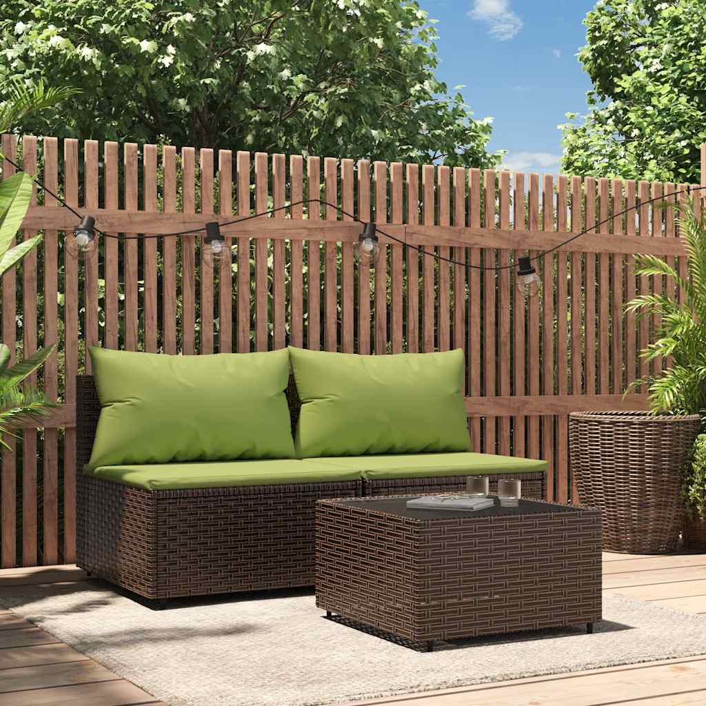 Patio Lounge Set Brown and green cushions