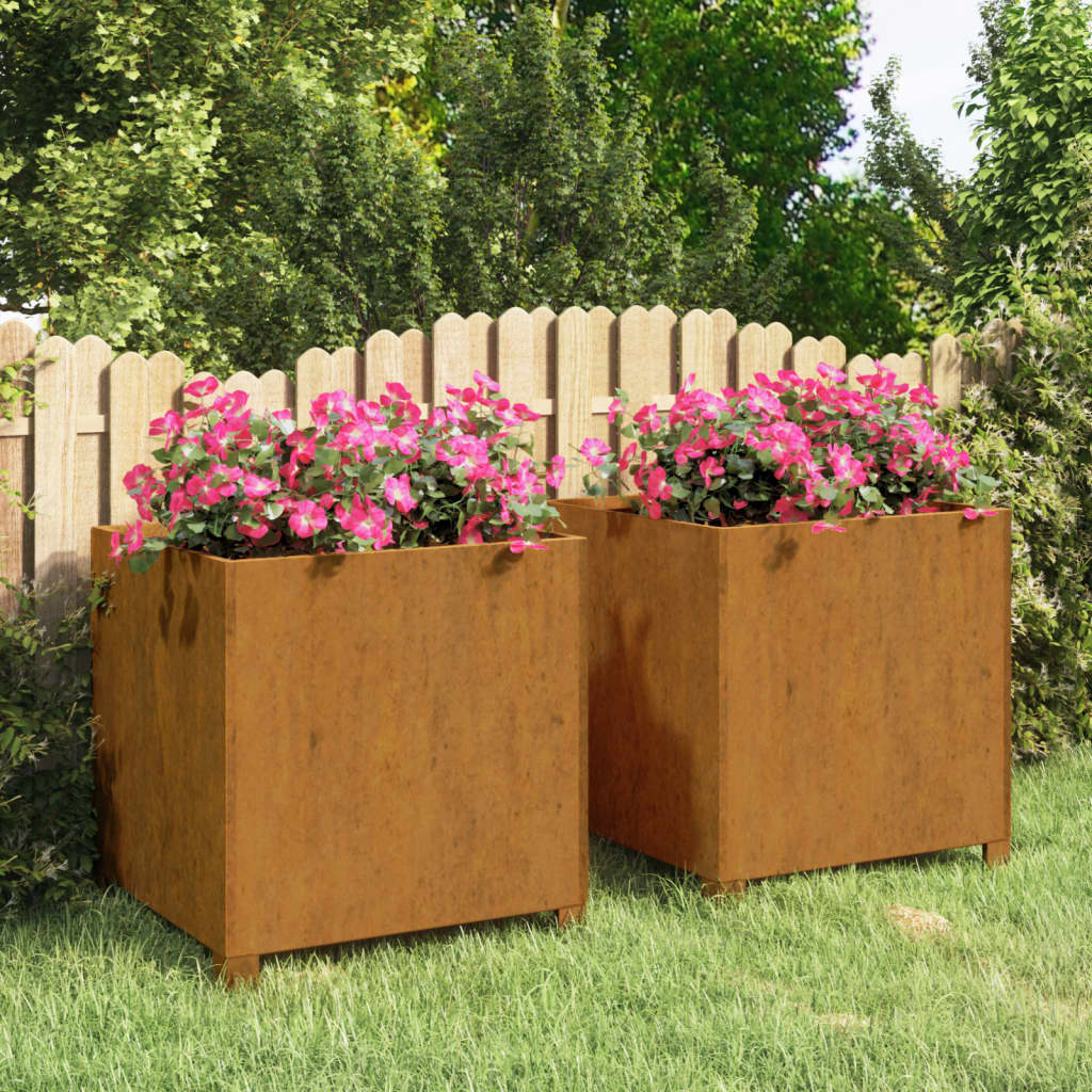 Planters with Legs 2 pcs Rusty 19.3x18.5x19.7 Corten Steel