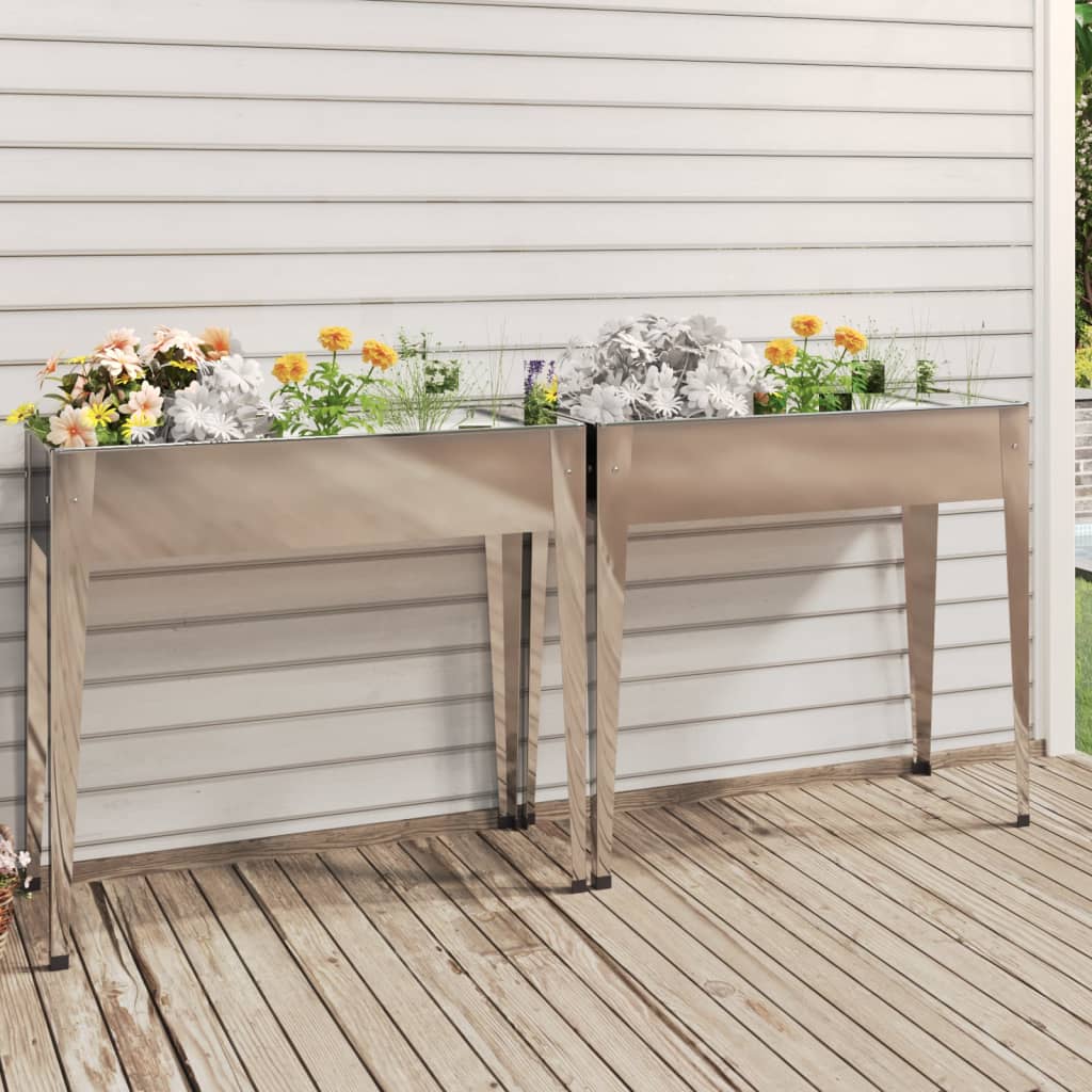 Garden Planter Set of 2 Galvanized steel Large Decorative Inlays