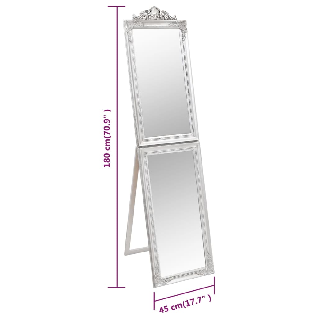 Free-Standing Mirror Silver 17.7x70.9