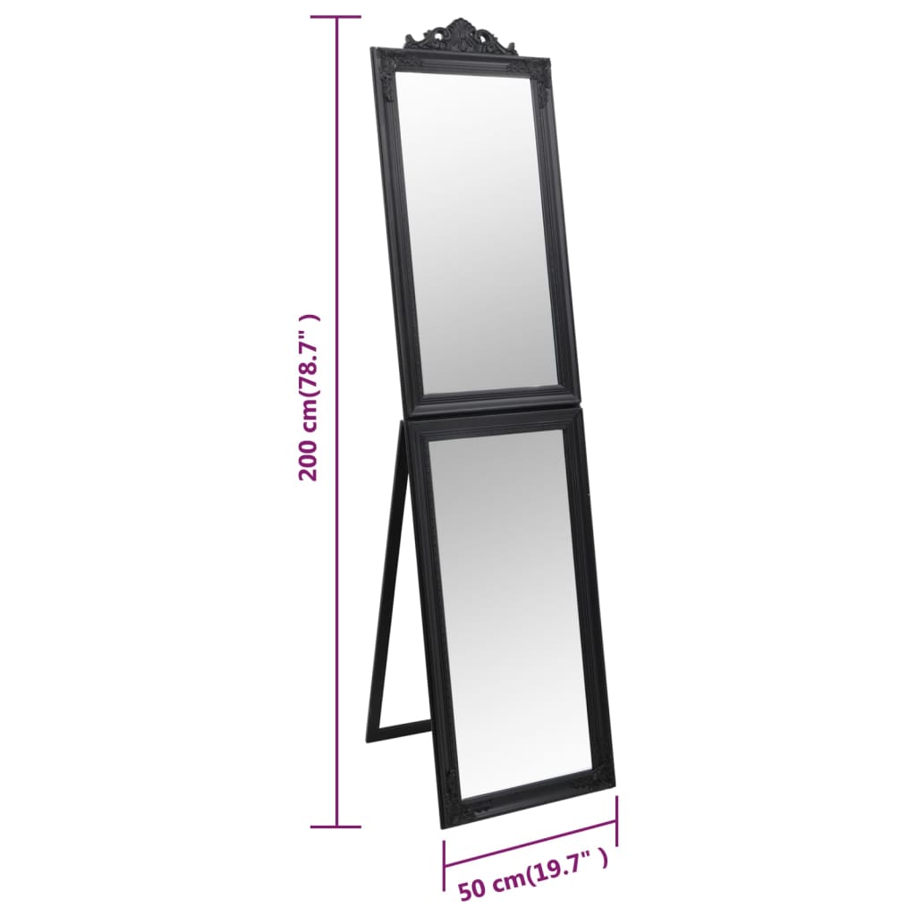 Free-Standing Mirror Black 19.7x78.7