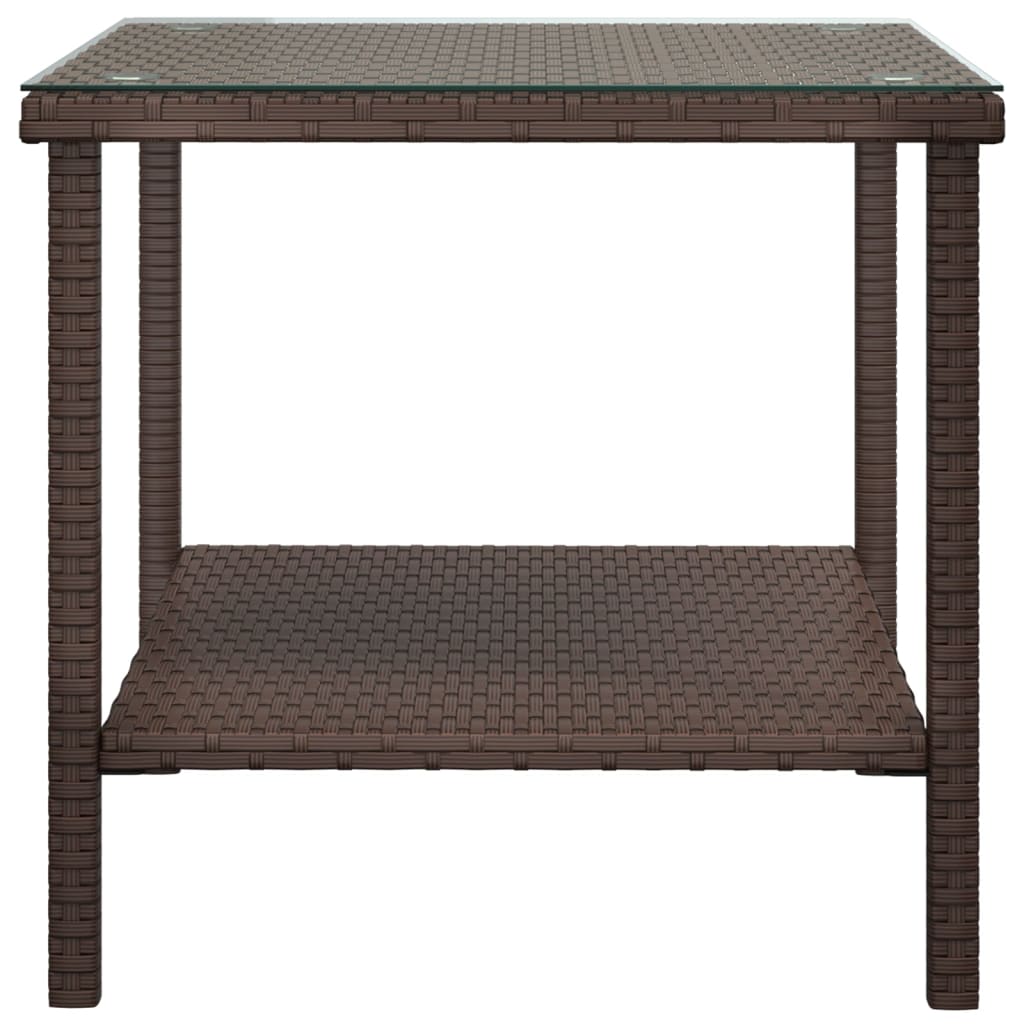 Side Table Brown Poly Rattan Small Durable Side Table Square – Bostome