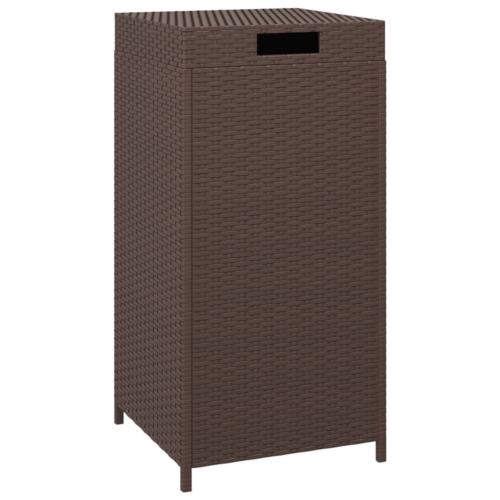 Trash Bin Brown 15.7x15.7x31.5 Poly Rattan